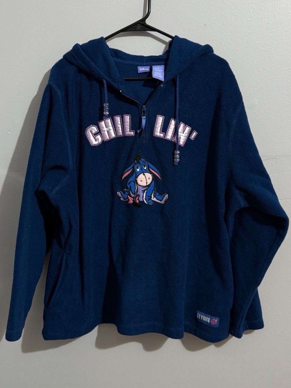Vintage Disney Eeyore Sweatshirt Womens Large Chillin Eeyore Popover 1/4 Zip
